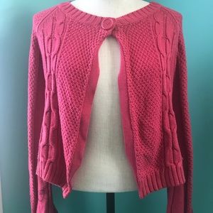 Hannah Pink One Button Cable Knit Cardigan